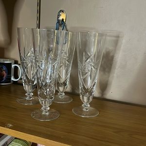 Pinwheel crystal MCM champagne flutes